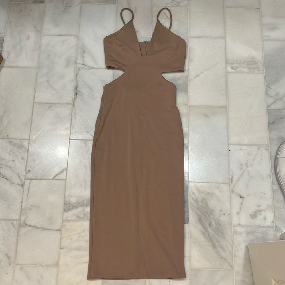 Brown Cutout Midi Dress, Size Small